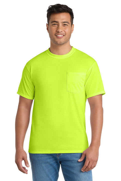Port & Co™ Core Blend Pocket Tee - SAFETY GREEN ONLY